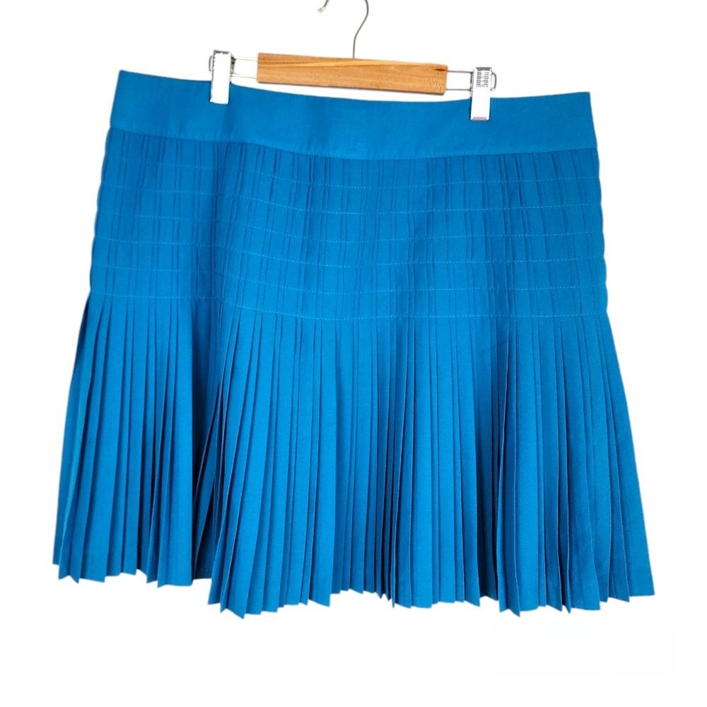 J.Crew Factory Pleated Mini Skirt 14 NWT Teal Blue Flare A-Line Academic Career